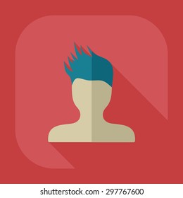 Flat modern design with shadow Man silhouette creative hairstyle