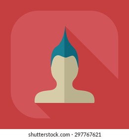 Flat modern design with shadow Man silhouette creative hairstyle