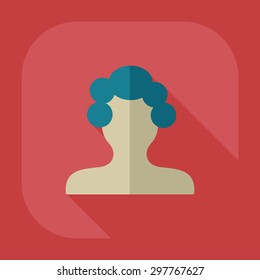 Flat modern design with shadow Man silhouette creative hairstyle