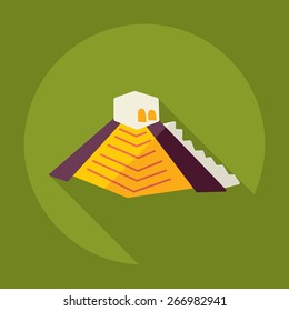 Flat modern design with shadow Mayan pyramids