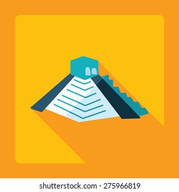 Flat modern design with shadow Mayan pyramids