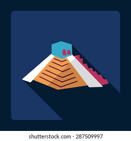 Flat modern design with shadow Mayan pyramids