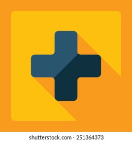 Flat modern design with shadow medical cross