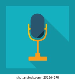 Flat modern design with shadow microphone