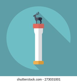 Flat modern design with shadow monument, deer