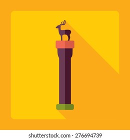 Flat modern design with shadow monument, deer