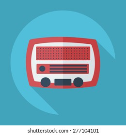 Flat modern design with shadow old radio