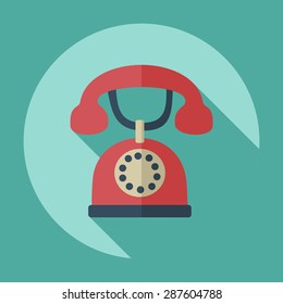 Flat modern design with shadow old phone