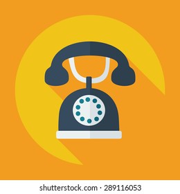 Flat modern design with shadow old phone