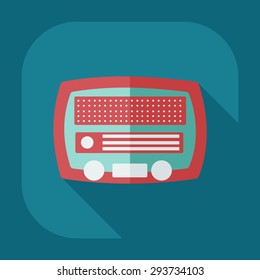 Flat modern design with shadow old radio