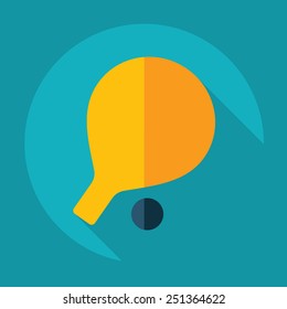 Flat modern design with shadow, racket and ball ping pong