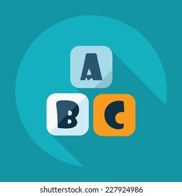 Flat modern design with shadow, SEO. Icons mobile applications and web design. Working optimization:  cubes with letters