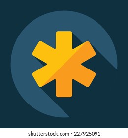 Flat modern design with shadow, SEO. Icons mobile applications and web design. Working optimization:  star of life