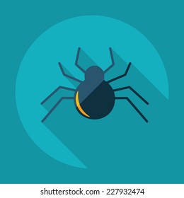 Flat modern design with shadow, SEO. Icons mobile applications and web design. Working optimization:  spider