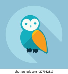 Flat modern design with shadow, SEO. Icons mobile applications and web design. Working optimization:  owl