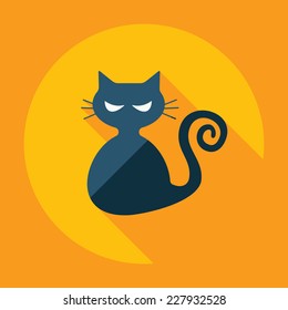 Flat modern design with shadow, SEO. Icons mobile applications and web design. Working optimization:  cat