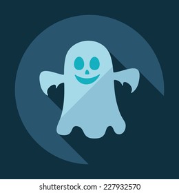 Flat modern design with shadow, SEO. Icons mobile applications and web design. Working optimization:  ghost