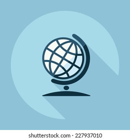 Flat modern design with shadow, SEO. Icons mobile applications and web design. Working optimization:  globe