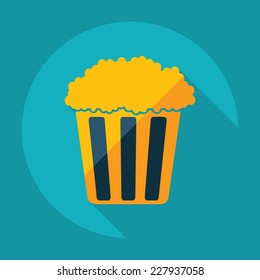 Flat modern design with shadow, SEO. Icons mobile applications and web design. Working optimization:   bucket of popcorn