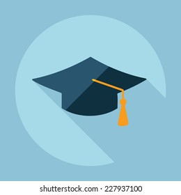 Flat modern design with shadow, SEO. Icons mobile applications and web design. Working optimization:  square academic cap