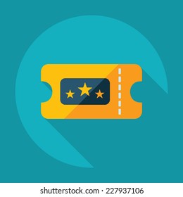 Flat modern design with shadow, SEO. Icons mobile applications and web design. Working optimization:  ticket to the cinema