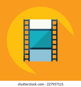 Flat modern design with shadow, SEO. Icons mobile applications and web design. Working optimization:  reel of film