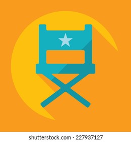 Flat modern design with shadow, SEO. Icons mobile applications and web design. Working optimization:  director chair