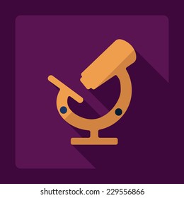 Flat modern design with shadow, SEO. Icons mobile applications and web design. Working optimization:  microscope