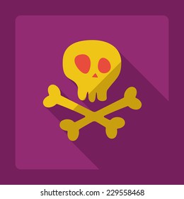 Flat modern design with shadow, SEO. Icons mobile applications and web design. Working optimization:  skull and crossbones