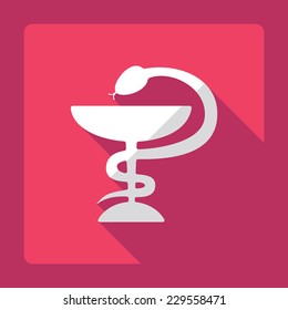 Flat modern design with shadow, SEO. Icons mobile applications and web design. Working optimization:  Snake and cup