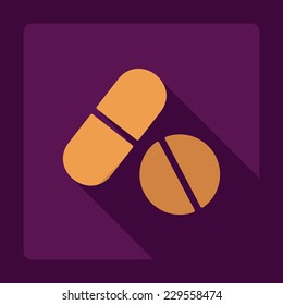 Flat modern design with shadow, SEO. Icons mobile applications and web design. Working optimization:  pills