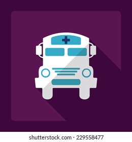 Flat modern design with shadow, SEO. Icons mobile applications and web design. Working optimization:  medical bus