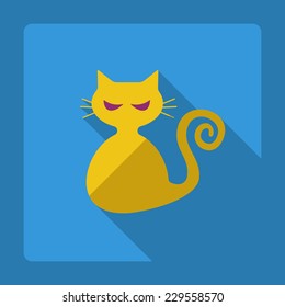 Flat modern design with shadow, SEO. Icons mobile applications and web design. Working optimization:  cat
