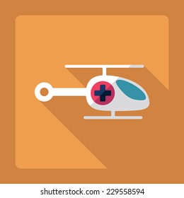 Flat modern design with shadow, SEO. Icons mobile applications and web design. Working optimization:  helicopter ambulance
