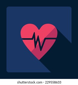 Flat modern design with shadow, SEO. Icons mobile applications and web design. Working optimization:  heart