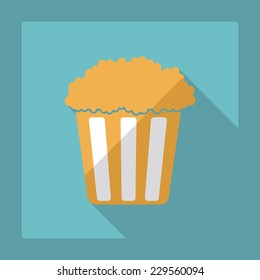 Flat modern design with shadow, SEO. Icons mobile applications and web design. Working optimization:   bucket of popcorn