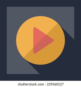 Flat modern design with shadow, SEO. Icons mobile applications and web design. Working optimization:  play
