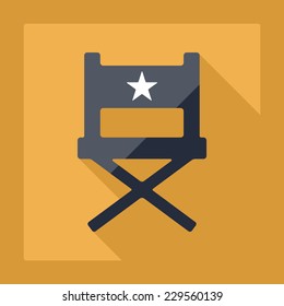 Flat modern design with shadow, SEO. Icons mobile applications and web design. Working optimization:  director chair