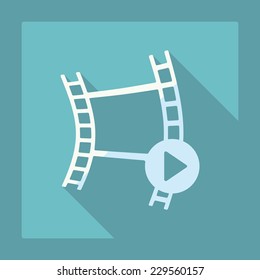 Flat modern design with shadow, SEO. Icons mobile applications and web design. Working optimization:  play