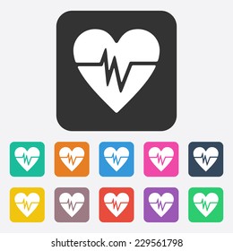 Flat modern design with shadow, SEO. Icons mobile applications and web design. Working optimization:  heart