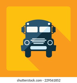 Flat modern design with shadow, SEO. Icons mobile applications and web design. Working optimization:  school bus