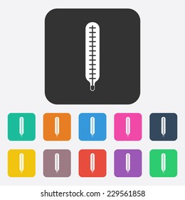 Flat modern design with shadow, SEO. Icons mobile applications and web design. Working optimization:  hermometer