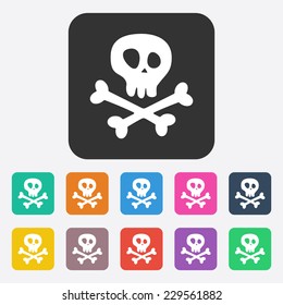 Flat modern design with shadow, SEO. Icons mobile applications and web design. Working optimization:  skull and crossbones