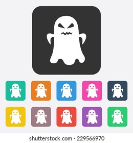 Flat modern design with shadow, SEO. Icons mobile applications and web design. Working optimization:  ghost