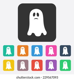 Flat modern design with shadow, SEO. Icons mobile applications and web design. Working optimization:  ghost