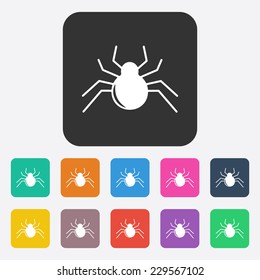 Flat modern design with shadow, SEO. Icons mobile applications and web design. Working optimization:  spider