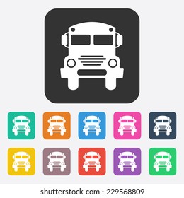 Flat modern design with shadow, SEO. Icons mobile applications and web design. Working optimization:  school bus
