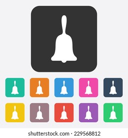 Flat modern design with shadow, SEO. Icons mobile applications and web design. Working optimization:  school bell