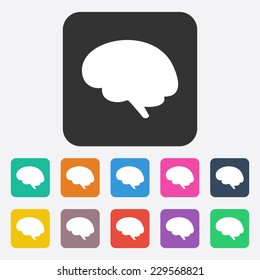 Flat modern design with shadow, SEO. Icons mobile applications and web design. Working optimization:  brain