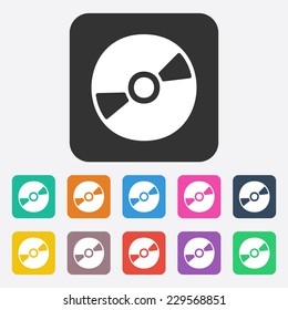 Flat modern design with shadow, SEO. Icons mobile applications and web design. Working optimization:  disk